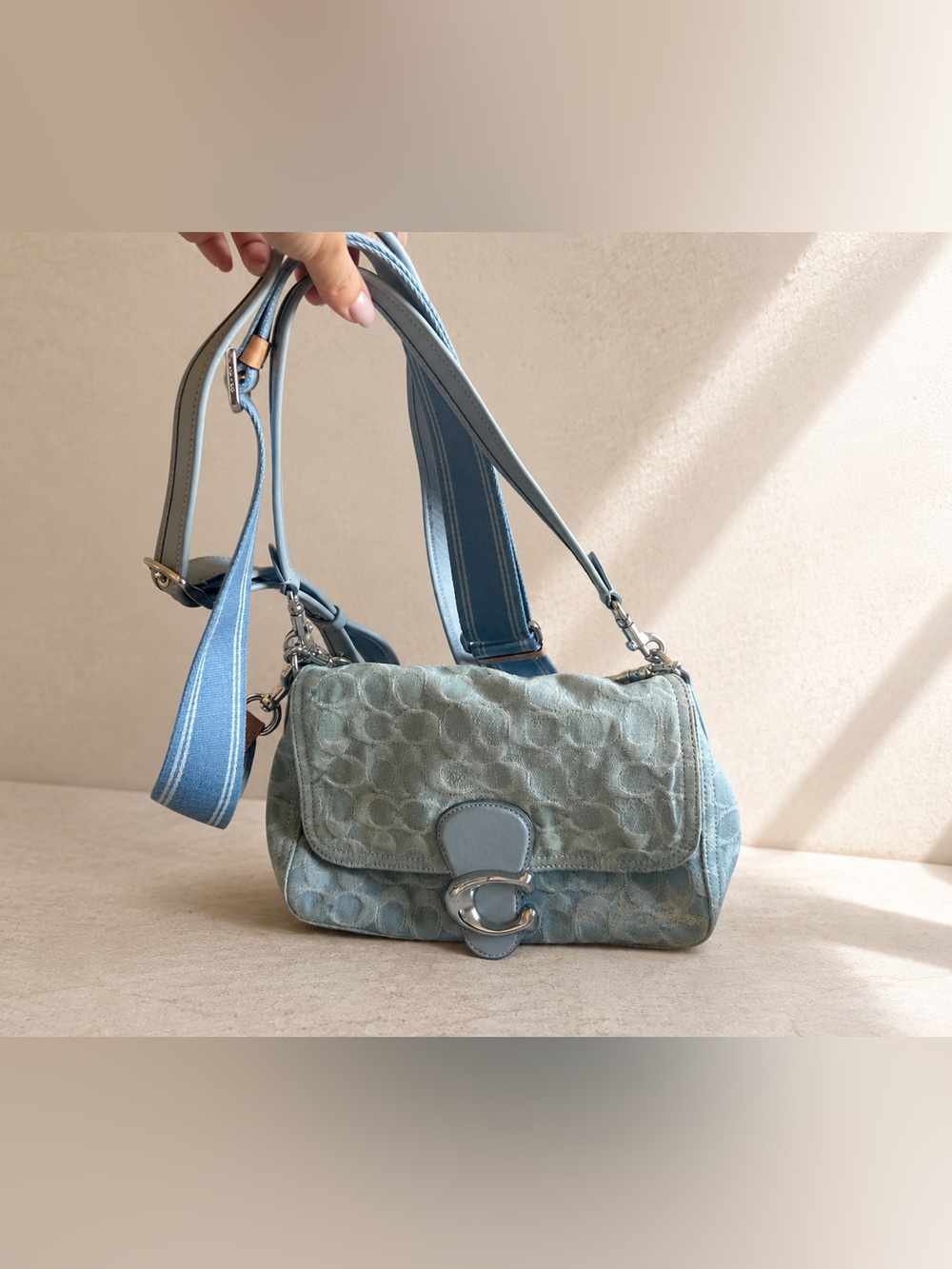 Light Blue Signature Quilted Shoulder Bag